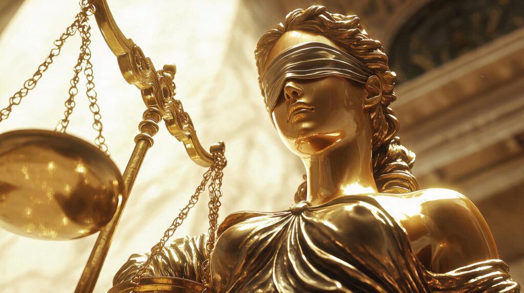 Bronze statue of Lady Justice symbolizing fairness and the rule of law — Milani Law Firm